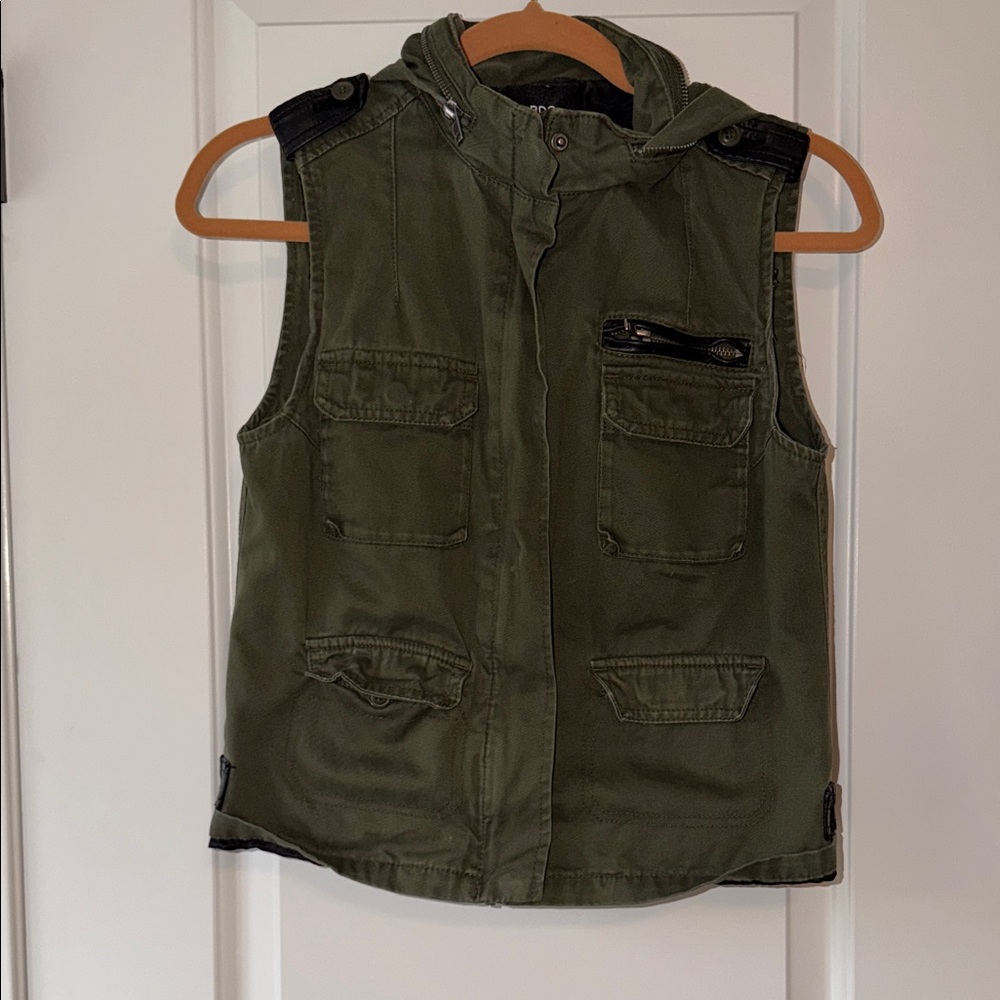 BDG Olive Green Hooded Utility Vest for Kids